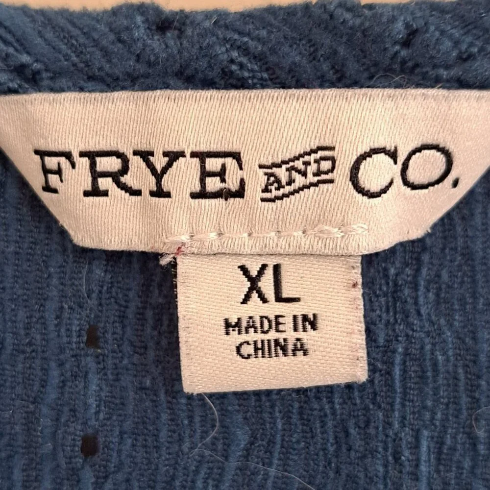 Frye & Co. XL Teal 3/4 Sleeve Lace Up Eyelet Dress Western Country Peasant